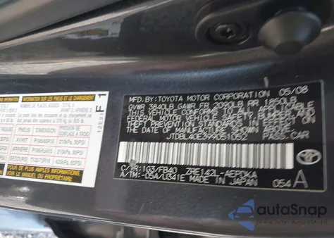 2009 Toyota Corolla Le from USA, damaged, VIN JTDBL40E399051052